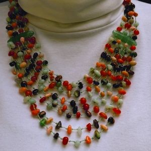 Jade Multi-Strand, Multi-Gem Necklace